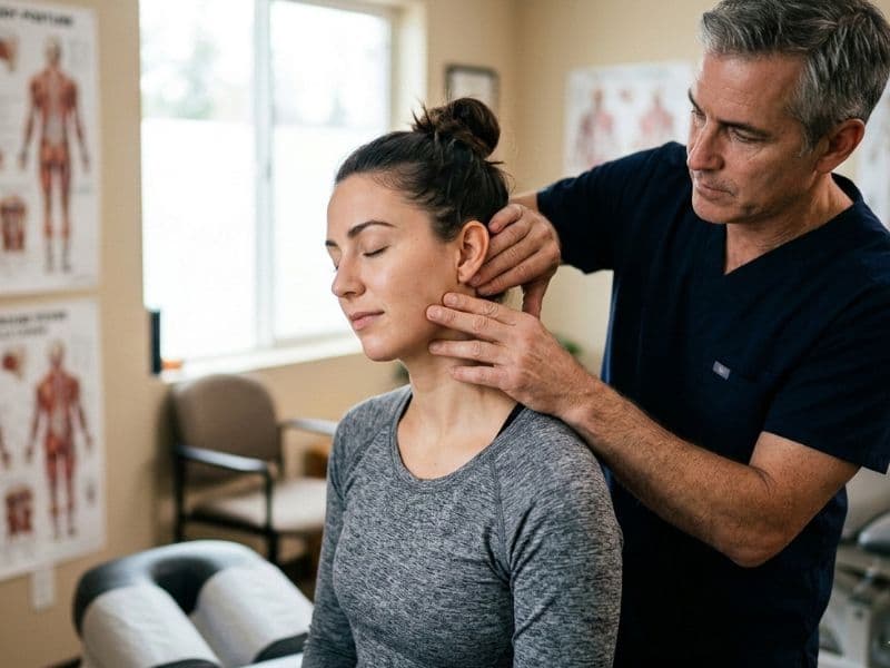 Sessão de terapia física e tratamento médico